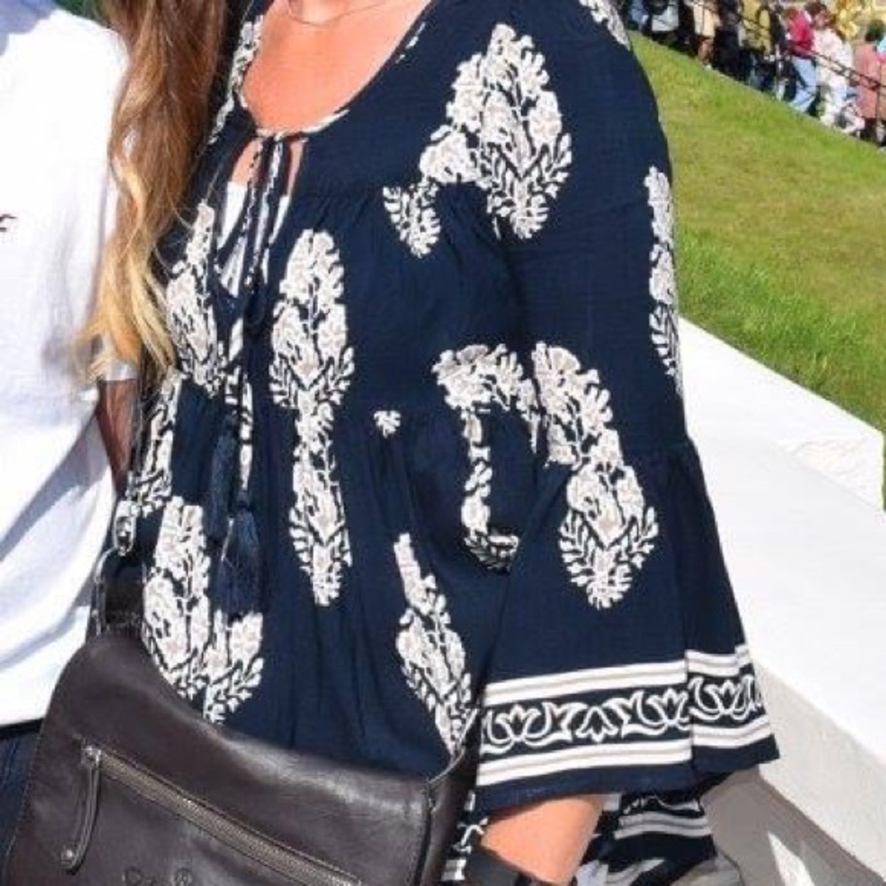 Blue Flowy Blouse